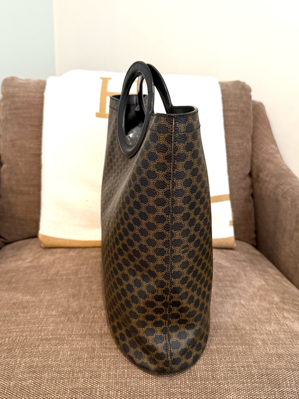 Authentic Celine Macadam monogram coated canvas tote bag black leather - Picture 11 of 16